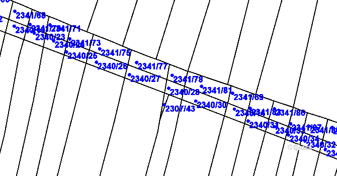 Parcela st. 2340/28 v KÚ Veverská Bítýška, Katastrální mapa