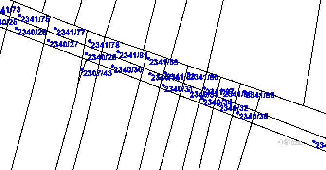Parcela st. 2340/31 v KÚ Veverská Bítýška, Katastrální mapa