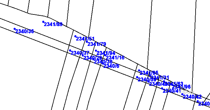 Parcela st. 2341/16 v KÚ Veverská Bítýška, Katastrální mapa