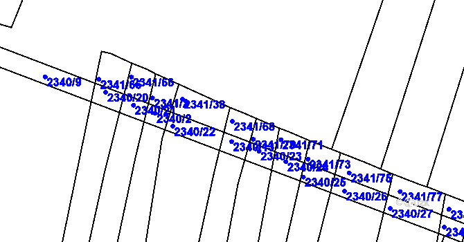 Parcela st. 2341/68 v KÚ Veverská Bítýška, Katastrální mapa