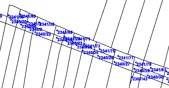 Parcela st. 2341/73 v KÚ Veverská Bítýška, Katastrální mapa