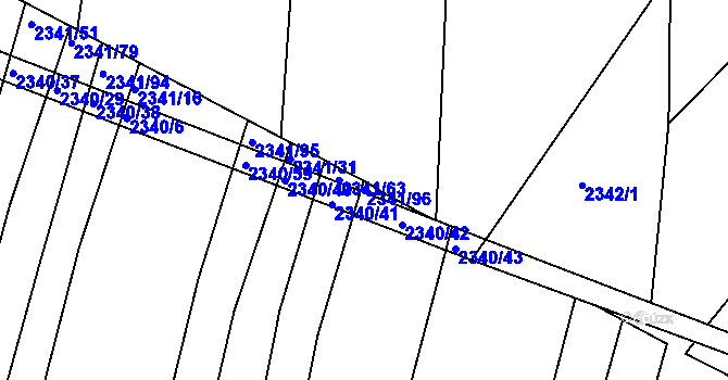 Parcela st. 2341/96 v KÚ Veverská Bítýška, Katastrální mapa