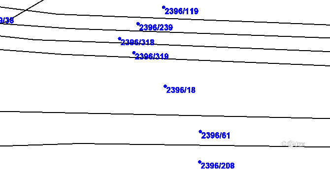 Parcela st. 2396/18 v KÚ Veverská Bítýška, Katastrální mapa