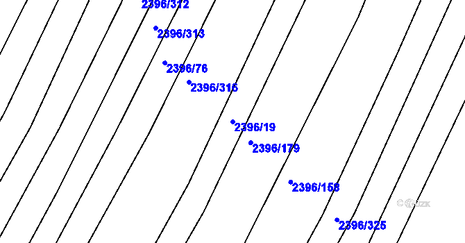 Parcela st. 2396/19 v KÚ Veverská Bítýška, Katastrální mapa