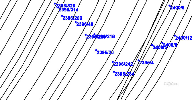 Parcela st. 2396/23 v KÚ Veverská Bítýška, Katastrální mapa