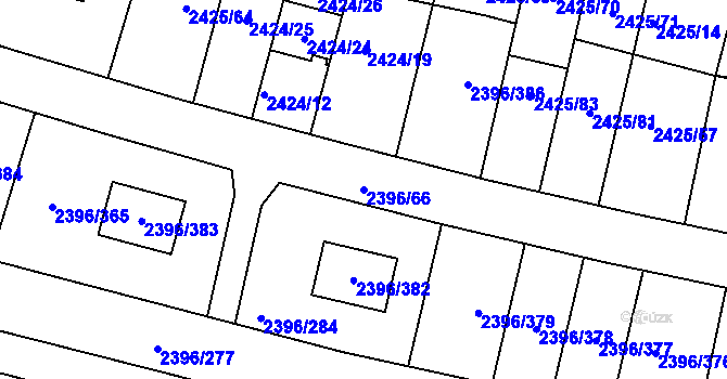 Parcela st. 2396/66 v KÚ Veverská Bítýška, Katastrální mapa
