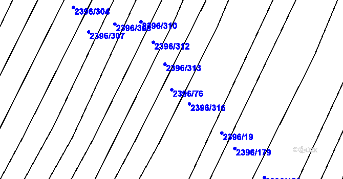 Parcela st. 2396/76 v KÚ Veverská Bítýška, Katastrální mapa