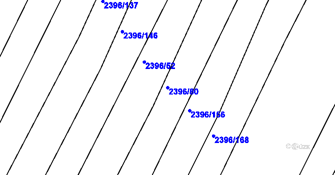 Parcela st. 2396/80 v KÚ Veverská Bítýška, Katastrální mapa