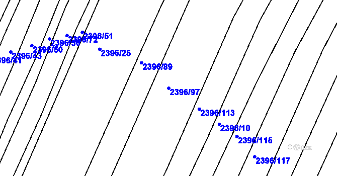 Parcela st. 2396/97 v KÚ Veverská Bítýška, Katastrální mapa