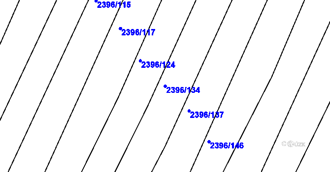 Parcela st. 2396/134 v KÚ Veverská Bítýška, Katastrální mapa