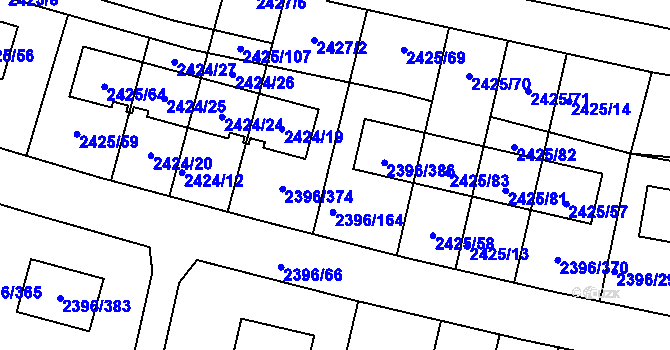 Parcela st. 2396/164 v KÚ Veverská Bítýška, Katastrální mapa