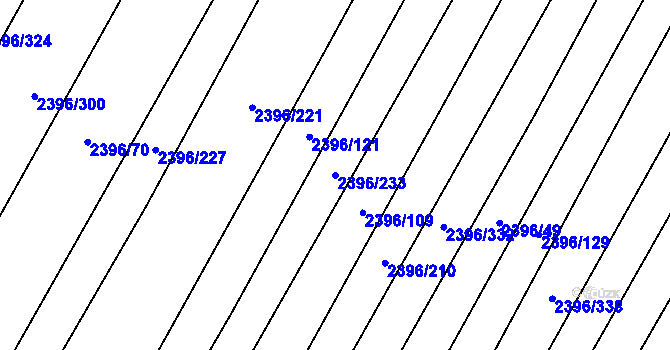 Parcela st. 2396/233 v KÚ Veverská Bítýška, Katastrální mapa