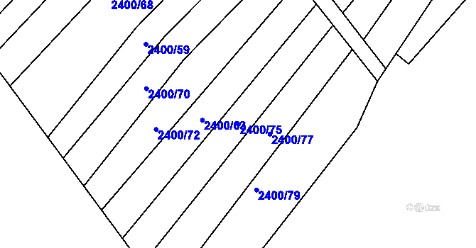 Parcela st. 2400/75 v KÚ Veverská Bítýška, Katastrální mapa