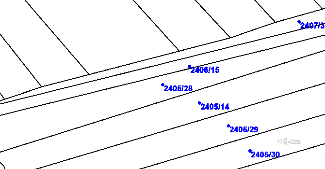 Parcela st. 2405/28 v KÚ Veverská Bítýška, Katastrální mapa