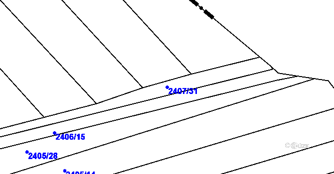 Parcela st. 2407/31 v KÚ Veverská Bítýška, Katastrální mapa