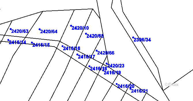 Parcela st. 2420/66 v KÚ Veverská Bítýška, Katastrální mapa