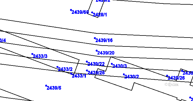 Parcela st. 2439/20 v KÚ Veverská Bítýška, Katastrální mapa
