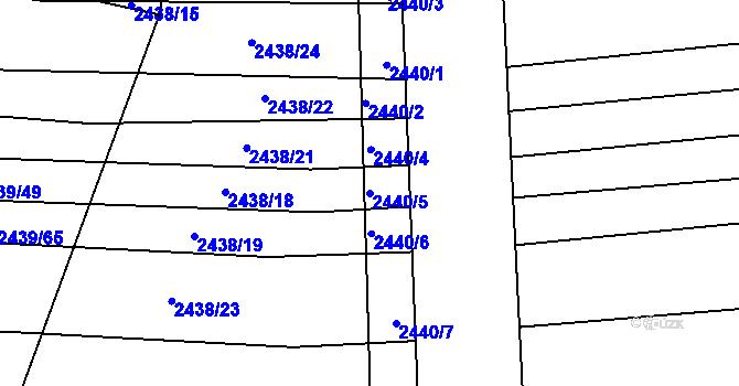 Parcela st. 2440/5 v KÚ Veverská Bítýška, Katastrální mapa