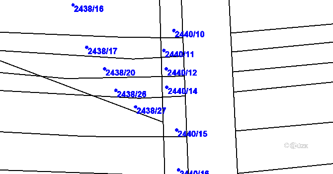 Parcela st. 2440/14 v KÚ Veverská Bítýška, Katastrální mapa