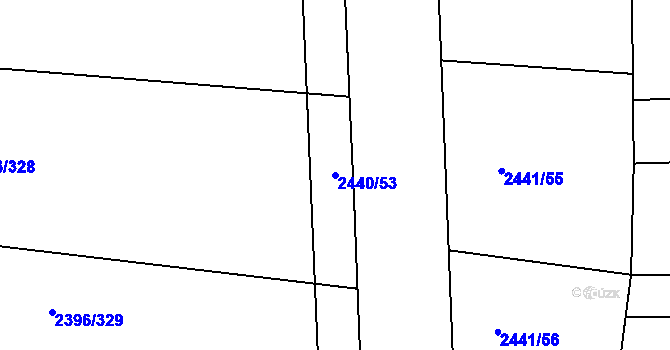 Parcela st. 2440/53 v KÚ Veverská Bítýška, Katastrální mapa