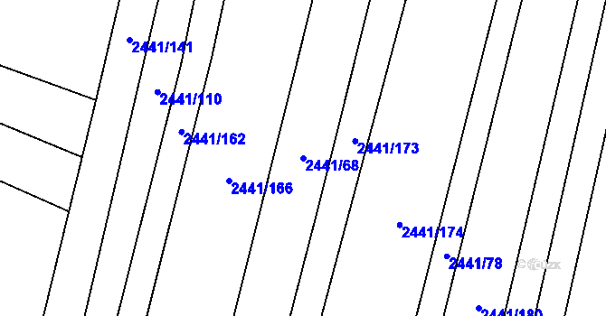 Parcela st. 2441/68 v KÚ Veverská Bítýška, Katastrální mapa