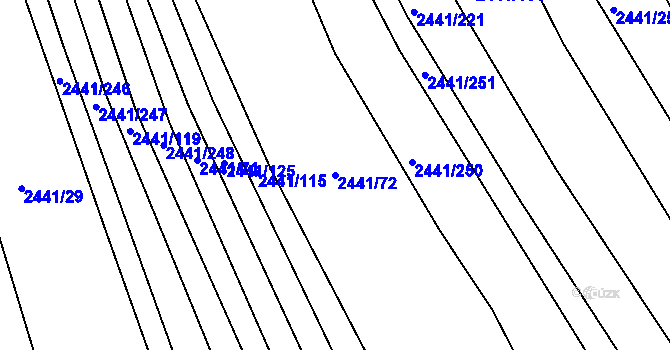 Parcela st. 2441/72 v KÚ Veverská Bítýška, Katastrální mapa
