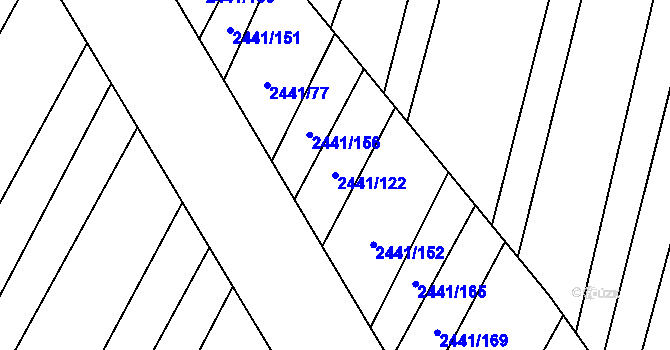 Parcela st. 2441/122 v KÚ Veverská Bítýška, Katastrální mapa