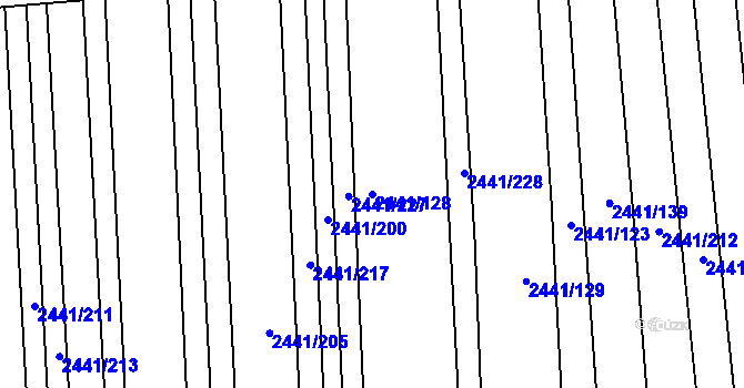 Parcela st. 2441/128 v KÚ Veverská Bítýška, Katastrální mapa