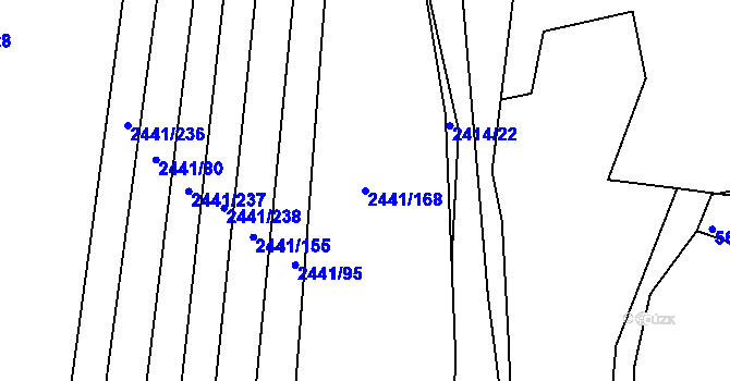 Parcela st. 2441/168 v KÚ Veverská Bítýška, Katastrální mapa