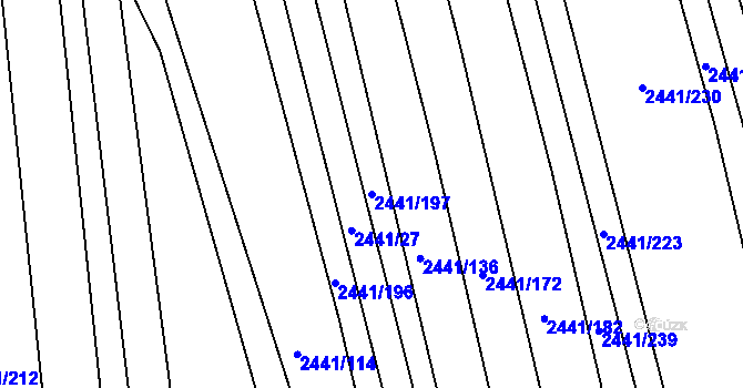 Parcela st. 2441/197 v KÚ Veverská Bítýška, Katastrální mapa