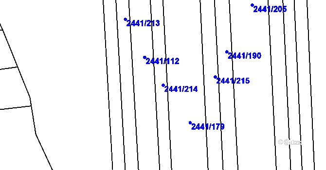 Parcela st. 2441/214 v KÚ Veverská Bítýška, Katastrální mapa