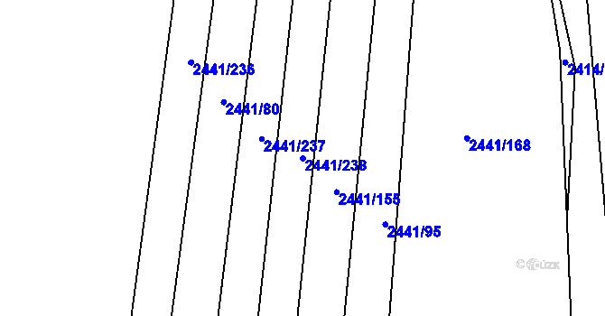 Parcela st. 2441/238 v KÚ Veverská Bítýška, Katastrální mapa