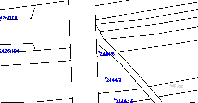 Parcela st. 2444/6 v KÚ Veverská Bítýška, Katastrální mapa