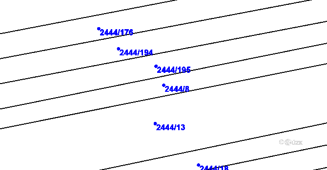 Parcela st. 2444/8 v KÚ Veverská Bítýška, Katastrální mapa