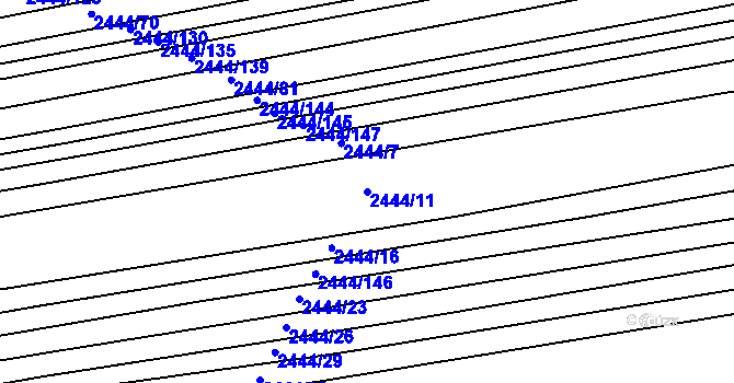 Parcela st. 2444/11 v KÚ Veverská Bítýška, Katastrální mapa