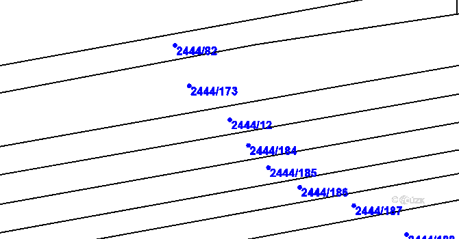 Parcela st. 2444/12 v KÚ Veverská Bítýška, Katastrální mapa