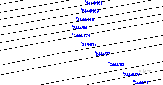 Parcela st. 2444/17 v KÚ Veverská Bítýška, Katastrální mapa