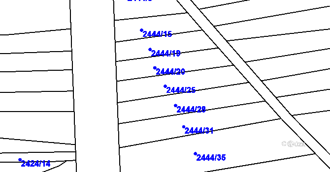 Parcela st. 2444/25 v KÚ Veverská Bítýška, Katastrální mapa