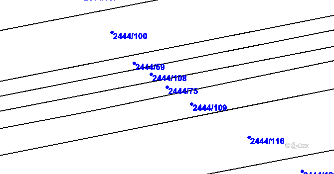Parcela st. 2444/75 v KÚ Veverská Bítýška, Katastrální mapa