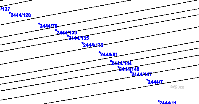 Parcela st. 2444/81 v KÚ Veverská Bítýška, Katastrální mapa
