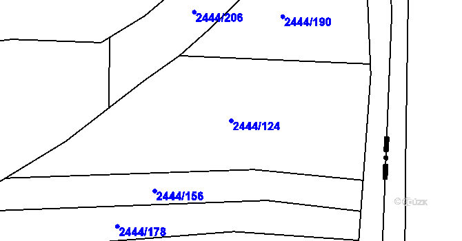 Parcela st. 2444/124 v KÚ Veverská Bítýška, Katastrální mapa