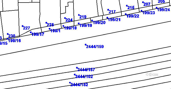 Parcela st. 2444/159 v KÚ Veverská Bítýška, Katastrální mapa