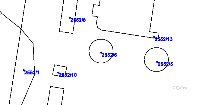 Parcela st. 2552/6 v KÚ Veverská Bítýška, Katastrální mapa