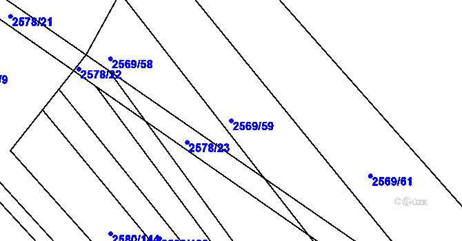 Parcela st. 2569/59 v KÚ Veverská Bítýška, Katastrální mapa