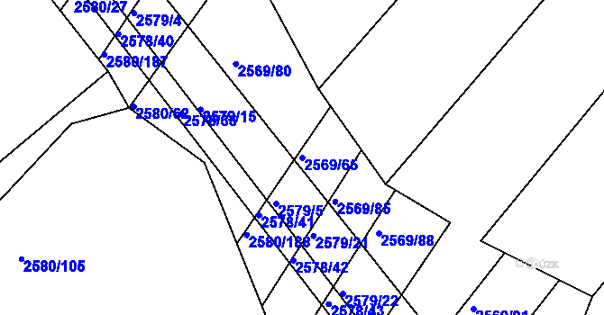 Parcela st. 2569/65 v KÚ Veverská Bítýška, Katastrální mapa