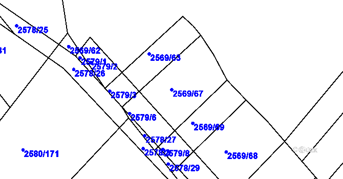 Parcela st. 2569/67 v KÚ Veverská Bítýška, Katastrální mapa
