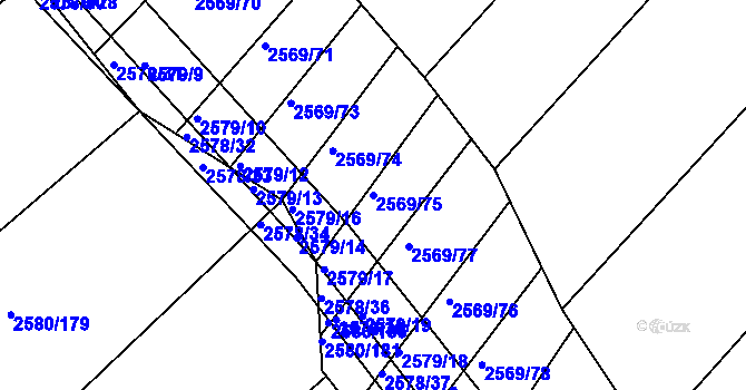 Parcela st. 2569/75 v KÚ Veverská Bítýška, Katastrální mapa
