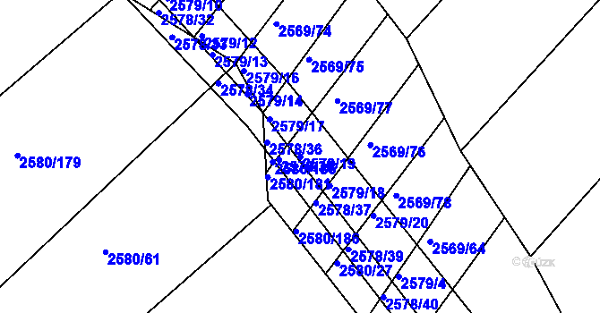 Parcela st. 2579/19 v KÚ Veverská Bítýška, Katastrální mapa