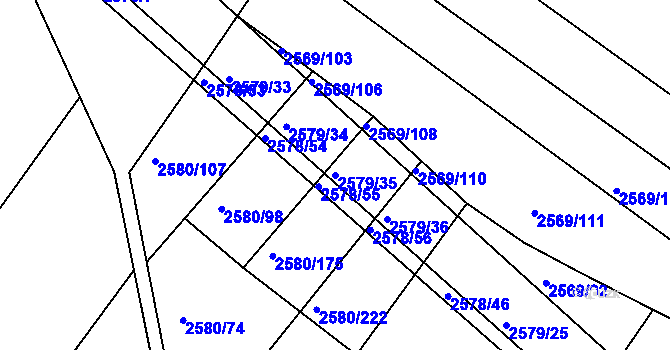 Parcela st. 2579/35 v KÚ Veverská Bítýška, Katastrální mapa