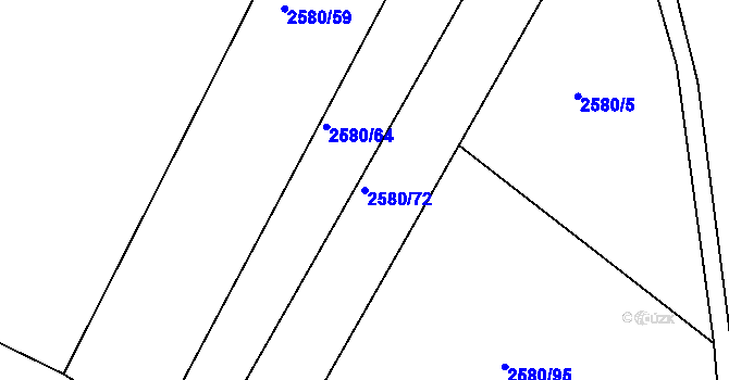 Parcela st. 2580/72 v KÚ Veverská Bítýška, Katastrální mapa